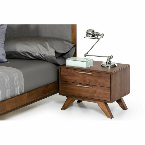 Homeroots Modern Walnut Brown Nightstand with Two Drawers 473009